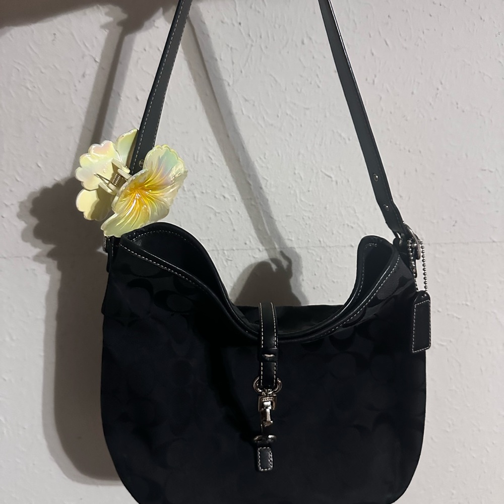 Vintage Coach Black Hampton Clip-On Shoulder Bag